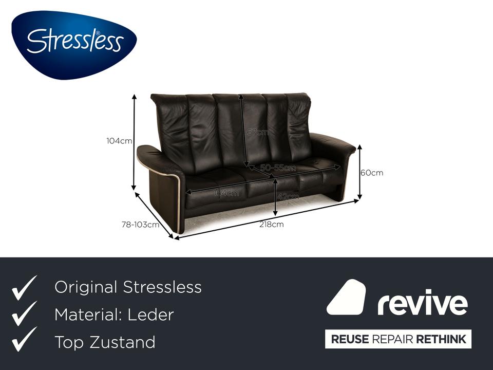 Stressless Soul Leder Dreisitzer Schwarz Sofa Couch manuelle – Bild 2