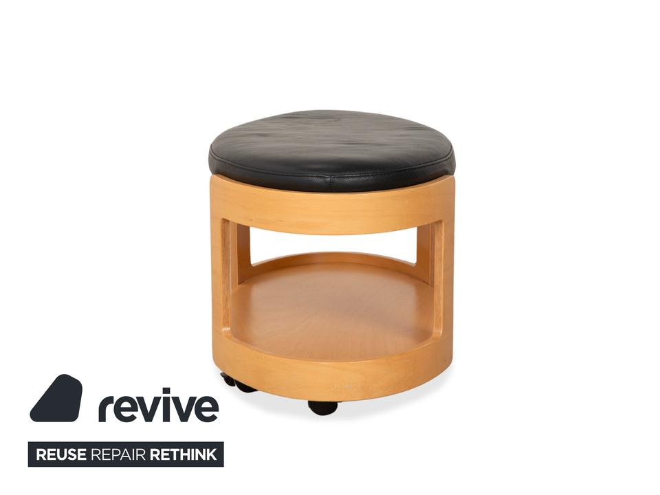 Stressless Arion Holz Leder Hocker Couchtisch Schwarz Rollen – Bild 9