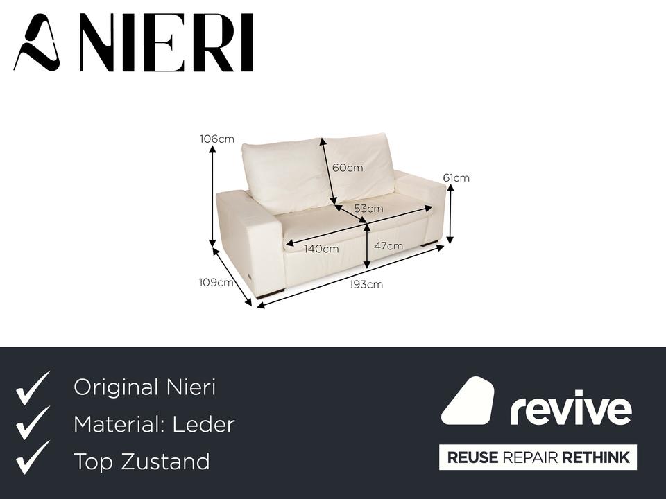 Nieri Leder Zweisitzer Weiß Sofa Couch – Bild 2