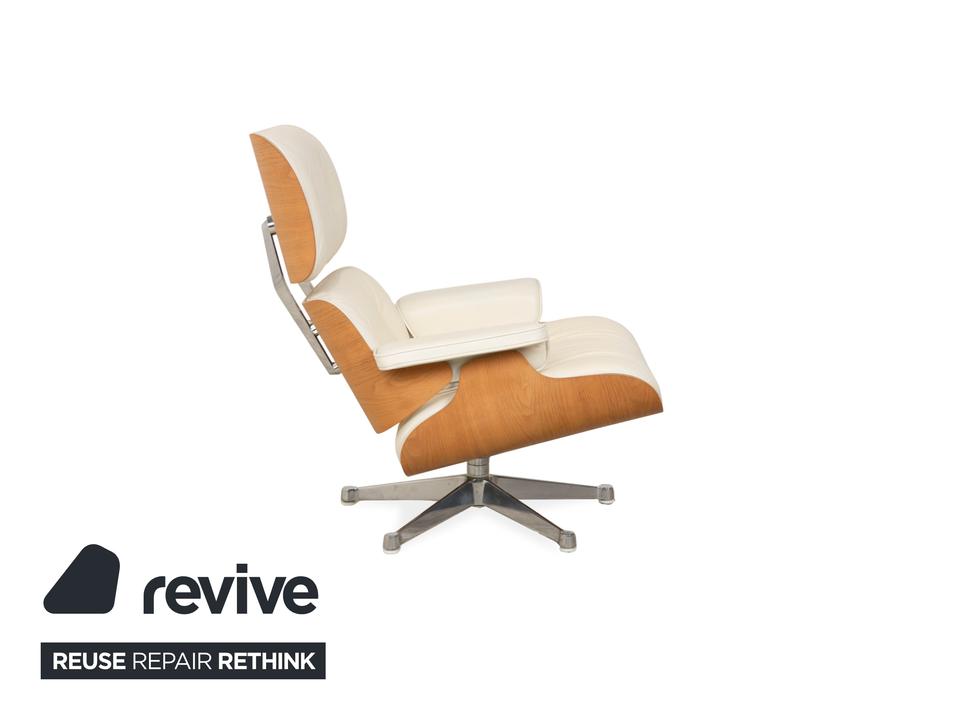Vitra Eames Lounge Chair Leder Holz Sessel Creme Weiß Braun – Bild 13