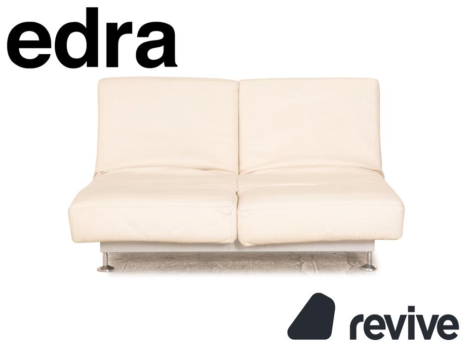 Edra Damier Leder Zweisitzer Creme Sofa Couch manuelle Funktion