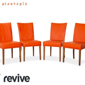 4er Garnitur bert plantagie Leder Stuhl Orange