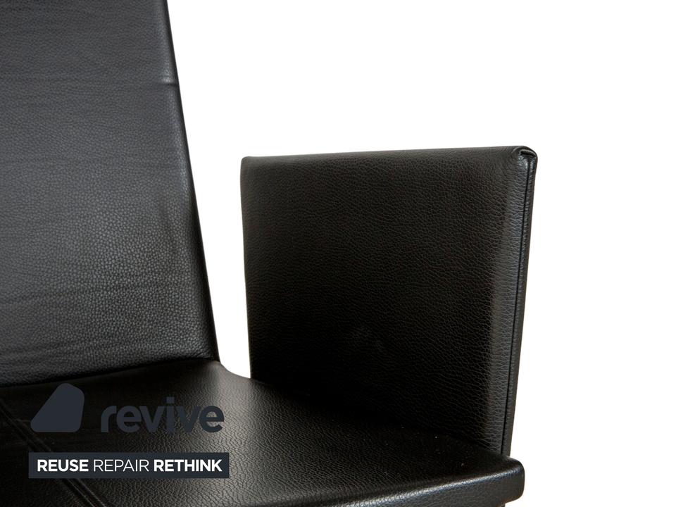 4er Garnitur KFF Leder Stuhl Freischwinger Schwarz – Bild 4