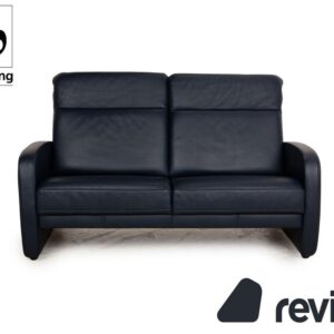 Musterring Leder Dreisitzer Blau Schwarz Sofa Couch manuelle