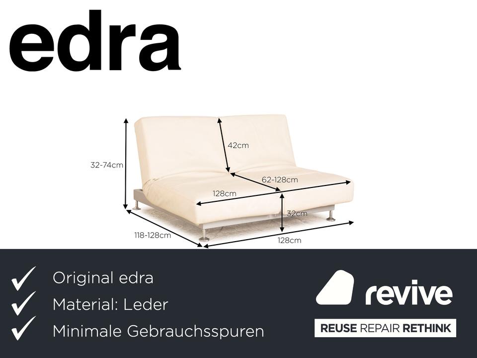 Edra Damier Leder Zweisitzer Creme Sofa Couch manuelle Funktion – Bild 2