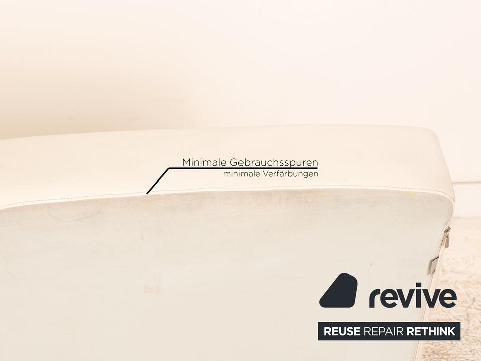 Edra Damier Leder Zweisitzer Creme Sofa Couch manuelle Funktion – Bild 7