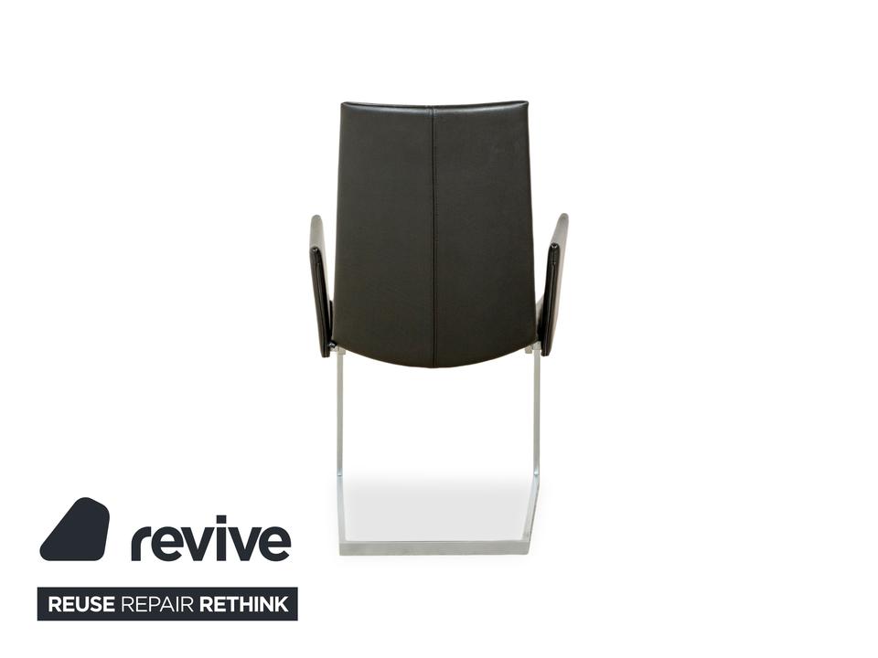 4er Garnitur KFF Leder Stuhl Freischwinger Schwarz – Bild 9