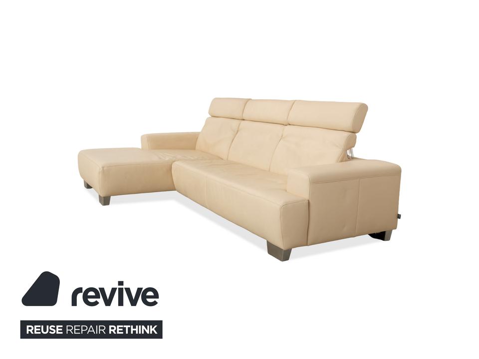 Ewald Schillig Monda Status Leder Ecksofa Récamière links Creme – Bild 4