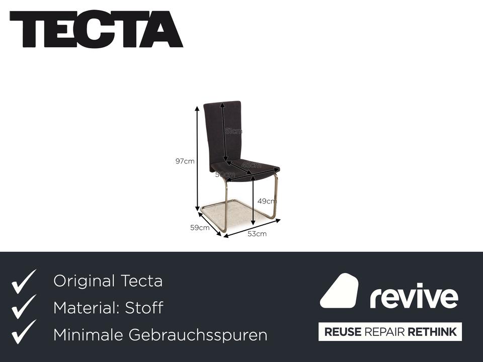 8er Garnitur Tecta B20 Stoff Stuhl Freischwinger Dunkelgrau – Bild 2