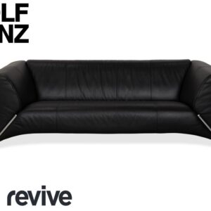 Rolf Benz 322 Leder Dreisitzer Schwarz Sofa Couch