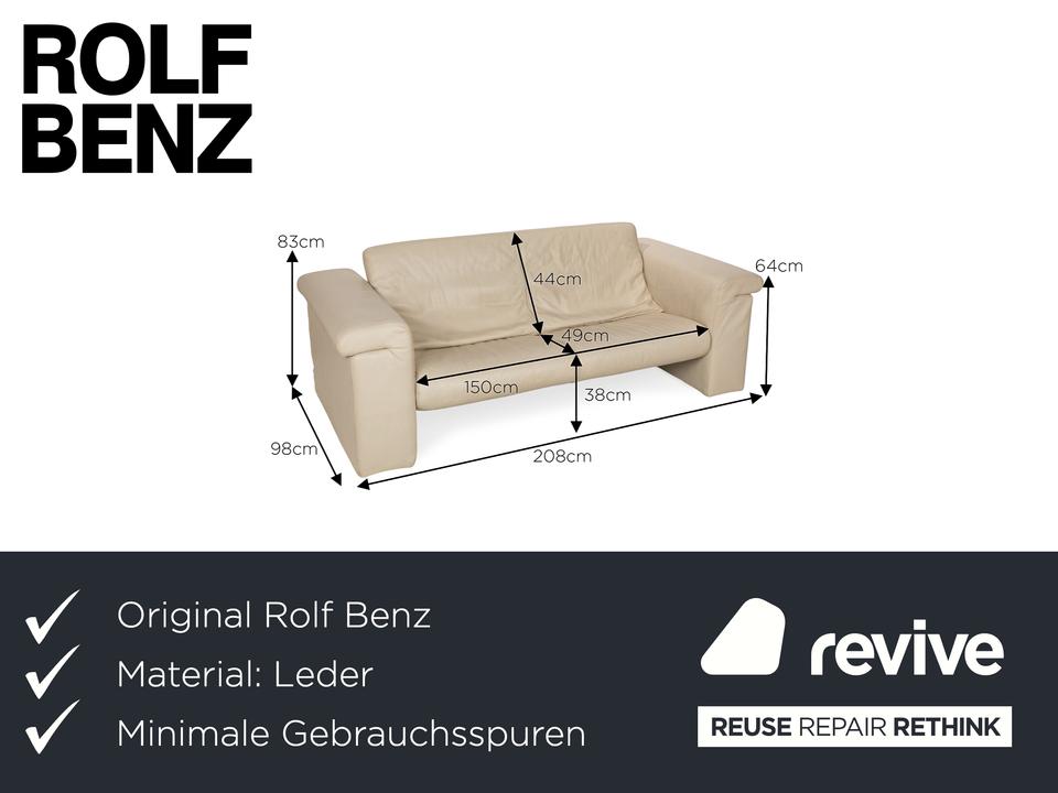 Rolf Benz 6800 Leder Zweisitzer Creme Sofa Couch – Bild 2