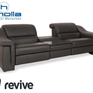Himolla 1501 Leder Zweisitzer Grau elektrische Funktion Sofa