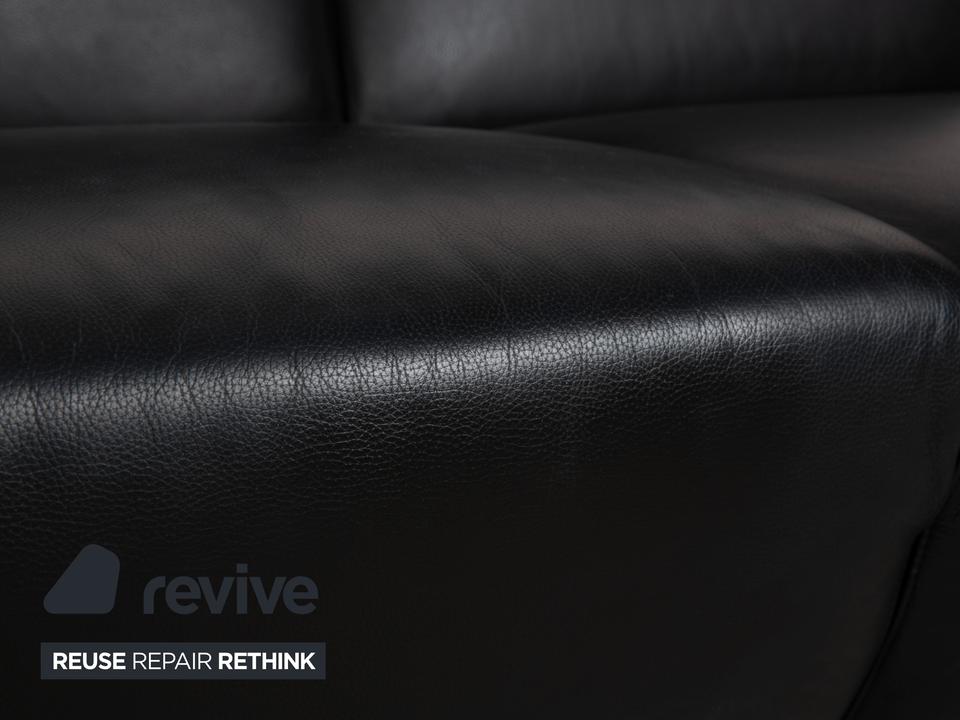 Leolux Scylla Leder Dreisitzer Schwarz Sofa Couch – Bild 3