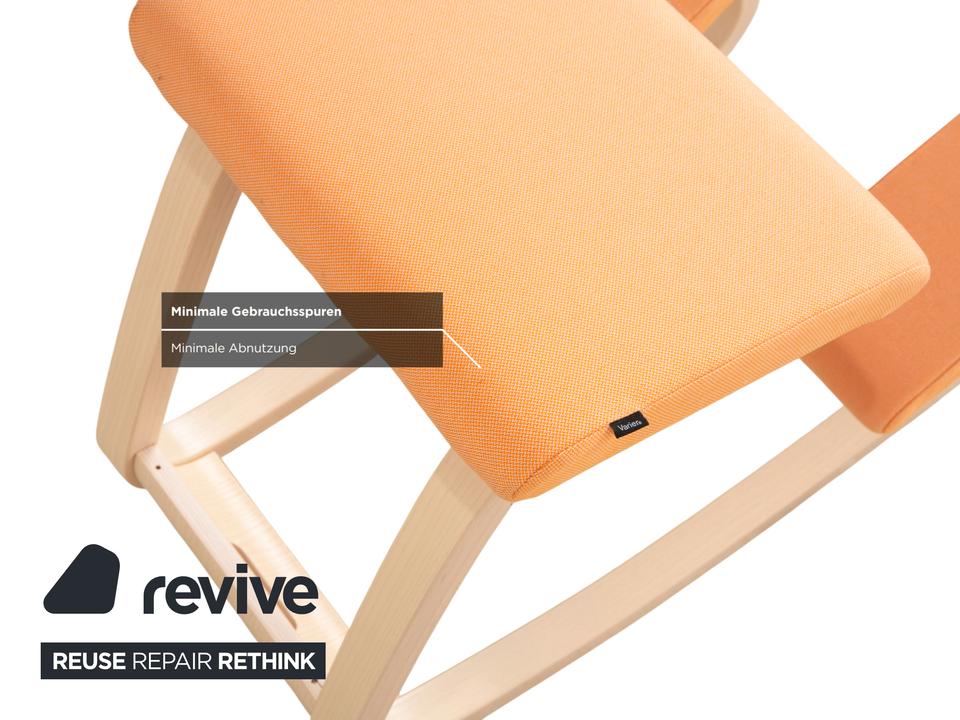 Varier Variable Holz Esche Hocker Natur Stoff Orange Apricot – Bild 9