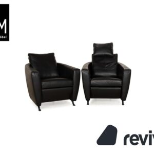 FSM Sesam Leder Sessel Garnitur Schwarz manuelle Relaxfunktion