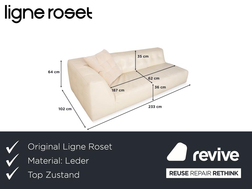 ligne roset Malhoun Leder Viersitzer Creme Sofa Couch – Bild 2