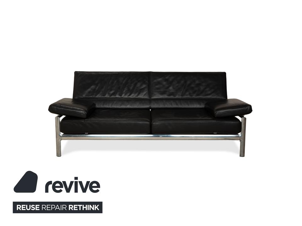 Jori Leder Zweisitzer Sessel Schwarz Sofa Couch manuelle Funktion – Bild 17