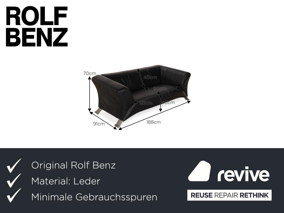Rolf Benz 322 Leder Zweisitzer Grau Anthrazit Sofa Couch – Bild 2