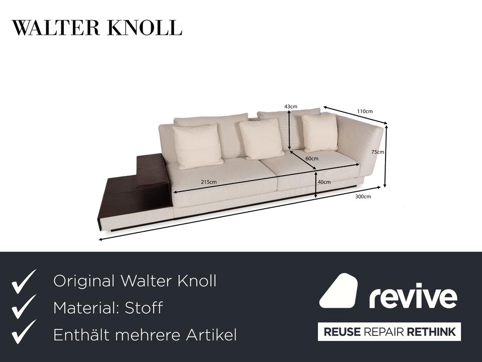 Walter Knoll Grand Suite Stoff Sofa Garnitur Creme Leder – Bild 2