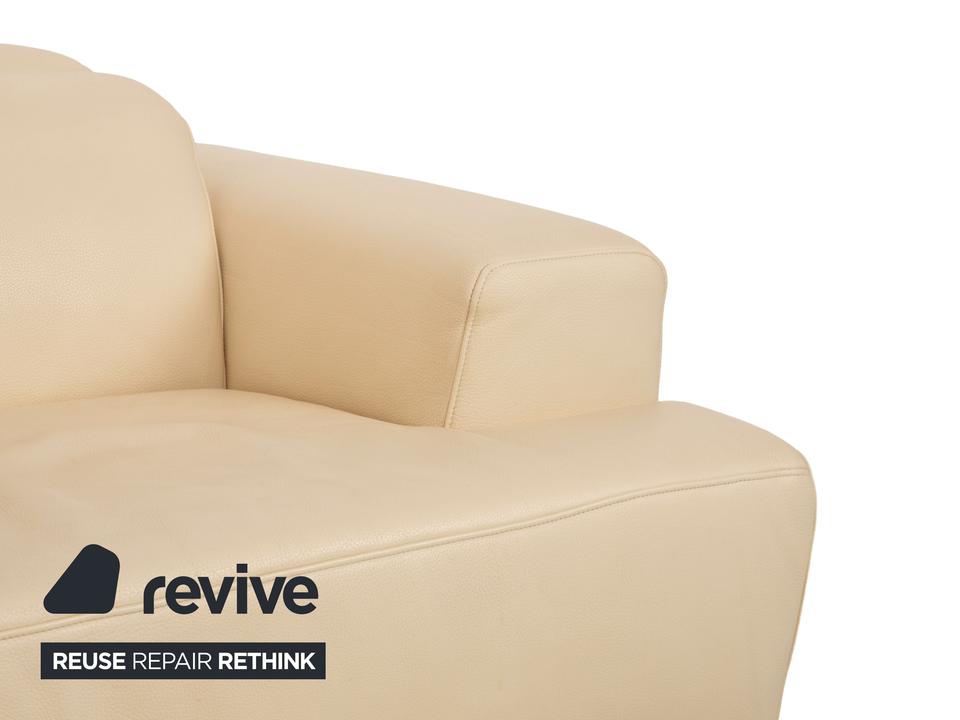 Ewald Schillig Monda Status Leder Ecksofa Récamière links Creme – Bild 6