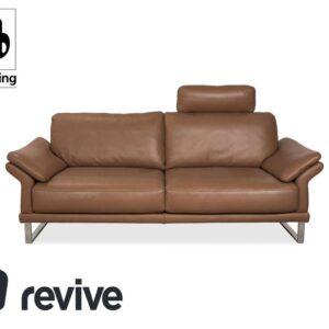 Musterring Leder Dreisitzer Braun Taupe Sofa Couch manuelle