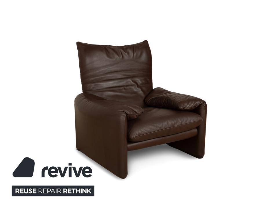 Cassina Maralunga Leder Sessel Braun Kastanie manuelle Funktion – Bild 4
