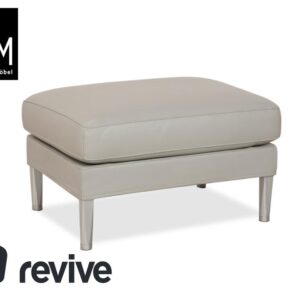 FSM Clarus Leder Hocker Grau Kiesel