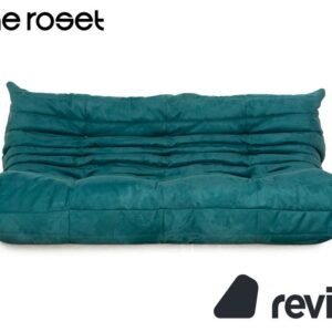 Ligne Roset Togo Dreisitzer Stoff Sofa Petrol Blau Couch ✨