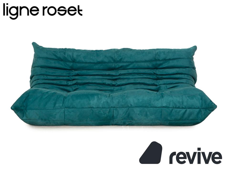 Ligne Roset Togo Dreisitzer Stoff Sofa Petrol Blau Couch ✨