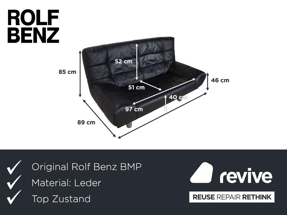 Rolf Benz BMP 418 Leder Zweisitzer Dunkelblau Sofa Coch – Bild 2