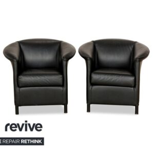 Wittmann Aura Leder 2x Sessel Schwarz