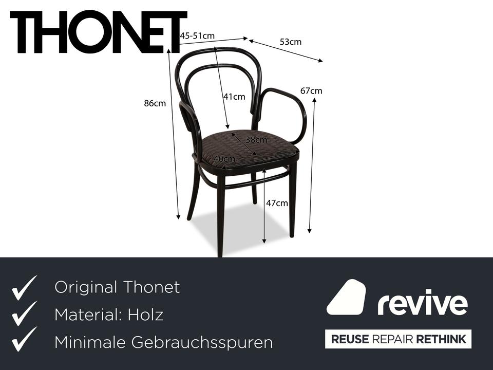 6er Garnitur Thonet 214 Holz Stuhl Schwarz Esszimmer Vintage – Bild 2