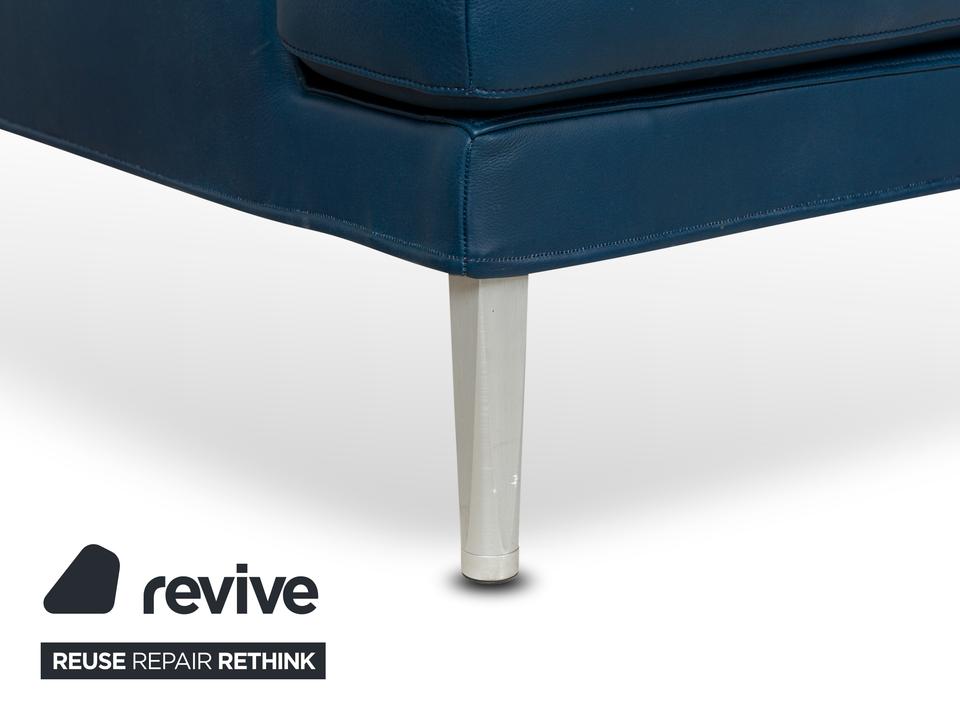 FSM Clarus Leder Dreisitzer Blau Braun Sofa Couch manuelle – Bild 3