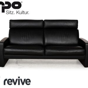 Erpo Just Relax Leder Dreisitzer Schwarz manuelle Funktion Sofa