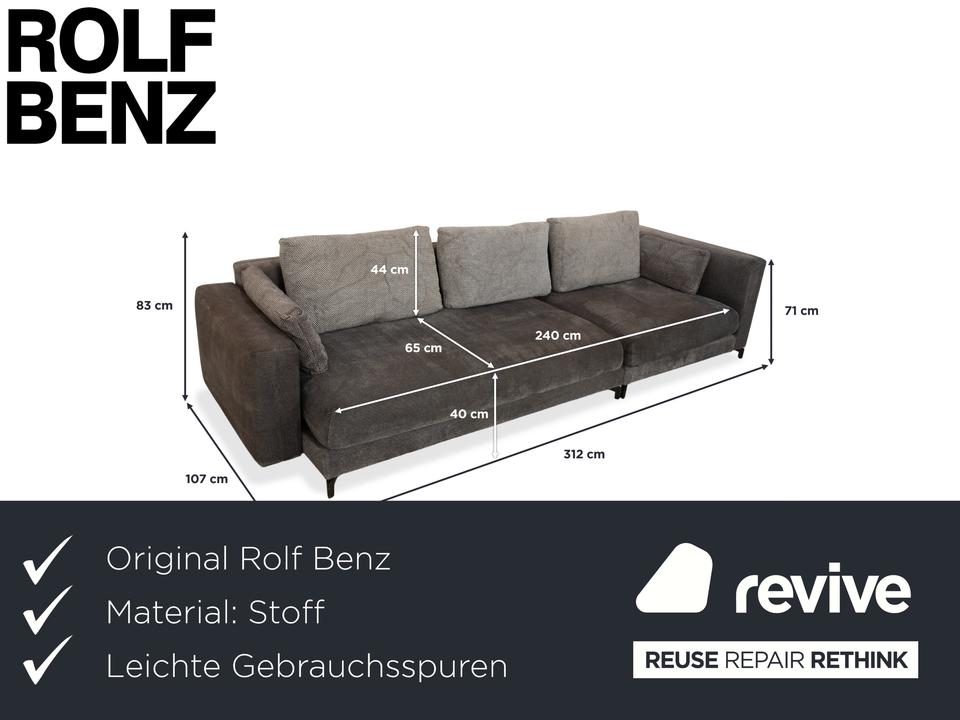 Rolf Benz Nuvola Stoff Viersitzer Grau Anthrazit Sofa Couch – Bild 2