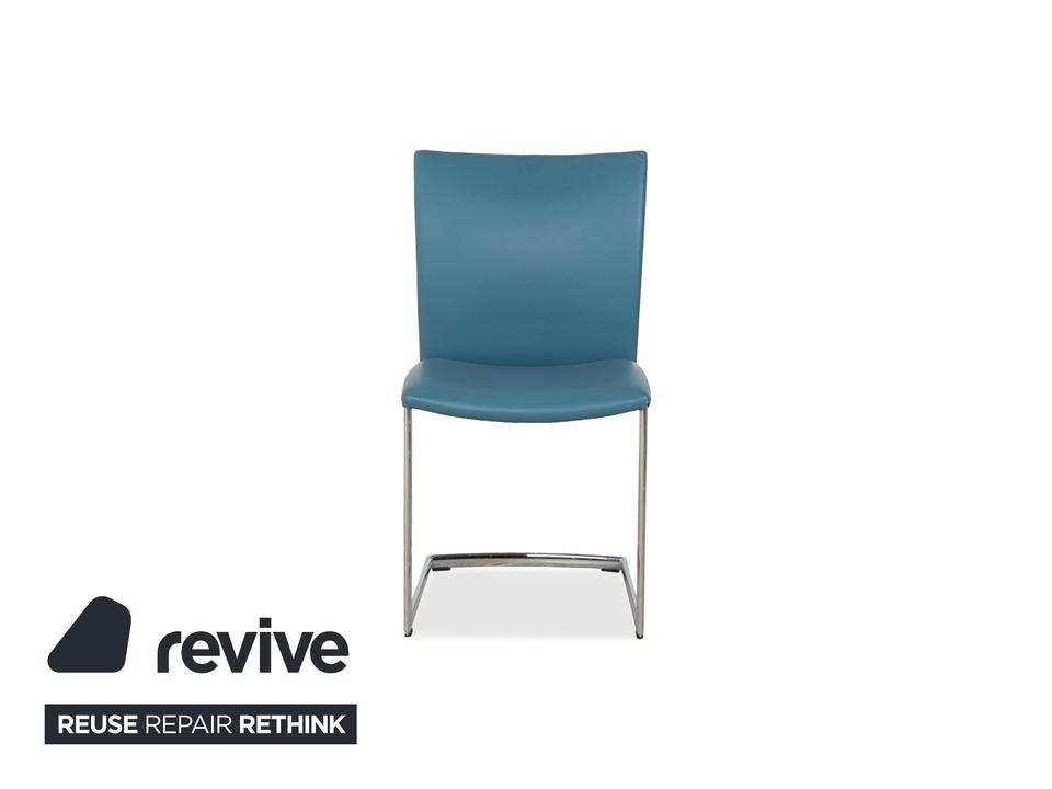 6er Garnitur Draenert Nobile Swing Leder Stuhl Blau Petrol – Bild 12