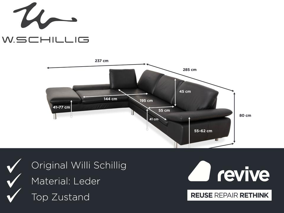 Willi Schillig Loop Leder Ecksofa Schwarz Anthrazit Sofa Couch – Bild 2
