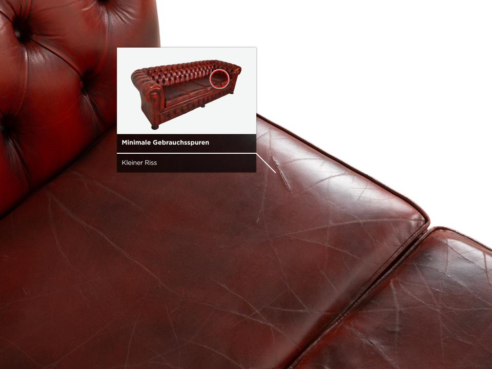 Chesterfield Leder Sofa Braun Rot Viersitzer Couch – Bild 11