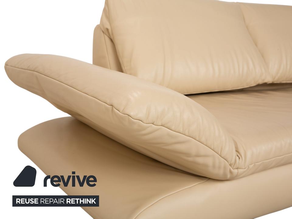 Koinor Velluti Leder Dreisitzer Creme manuelle Funktion Sofa – Bild 6