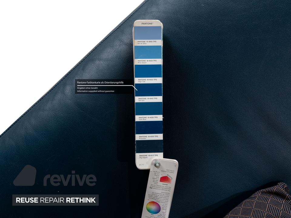 FSM Clarus Leder Dreisitzer Blau Braun Sofa Couch manuelle – Bild 8