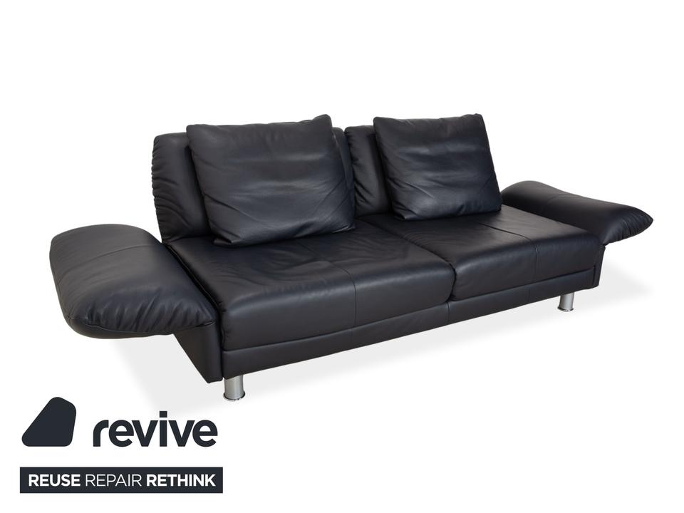 Rolf Benz 510 Leder Dreisitzer Dunkelblau manuelle Funktion Sofa – Bild 5