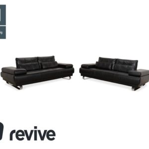 Ewald Schillig Harry Leder Chrom Zweisitzer Schwarz Sofa Couch