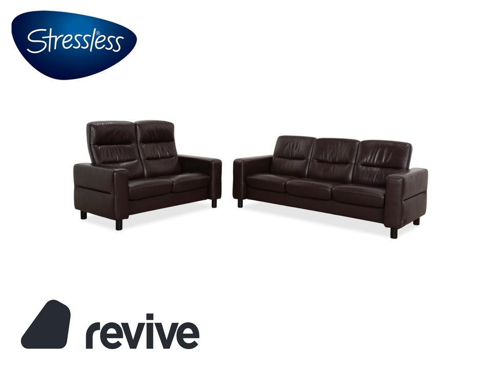 Stressless Wave Leder Dreisitzer Braun Espresso manuelle