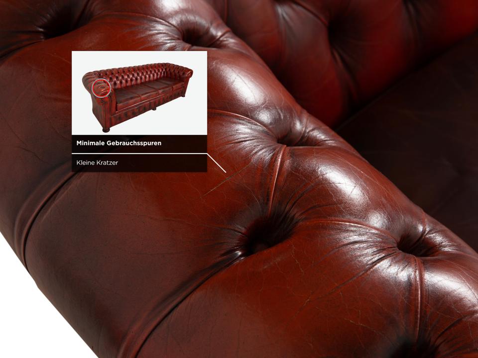Chesterfield Leder Sofa Braun Rot Viersitzer Couch – Bild 14