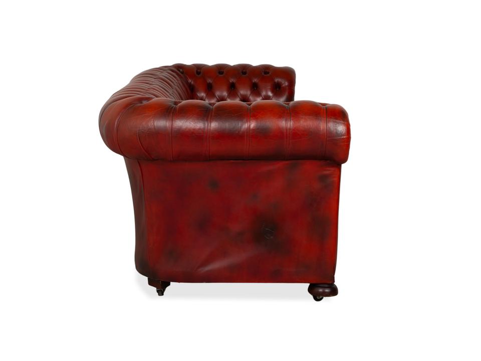Chesterfield Leder Sofa Braun Rot Viersitzer Couch – Bild 16