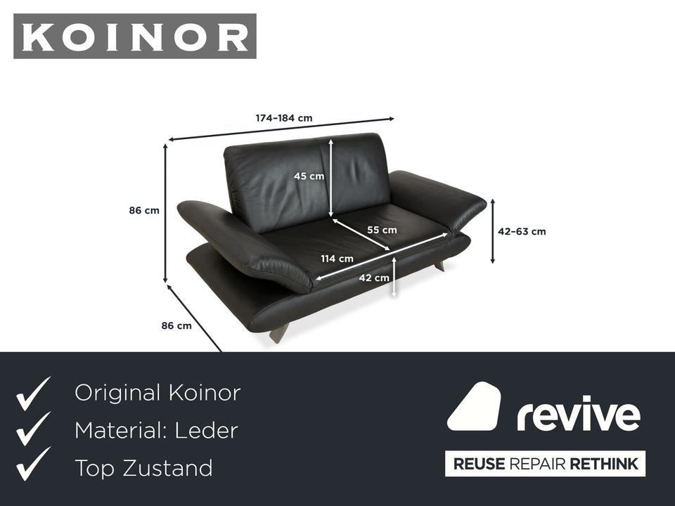 Koinor Rossini Leder Zweisitzer Dunkelgrau manuelle Funktion – Bild 2