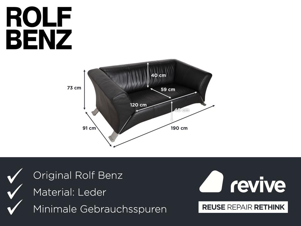 Rolf Benz 322 Leder Zweisitzer Schwarz Sofa Couch – Bild 2