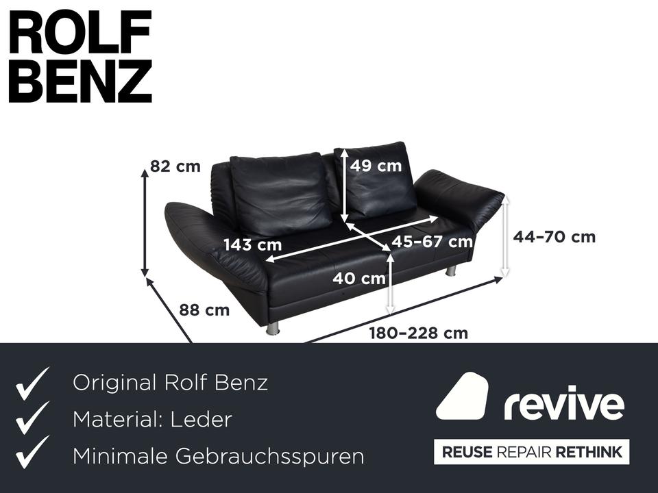 Rolf Benz 510 Leder Dreisitzer Dunkelblau manuelle Funktion Sofa – Bild 2