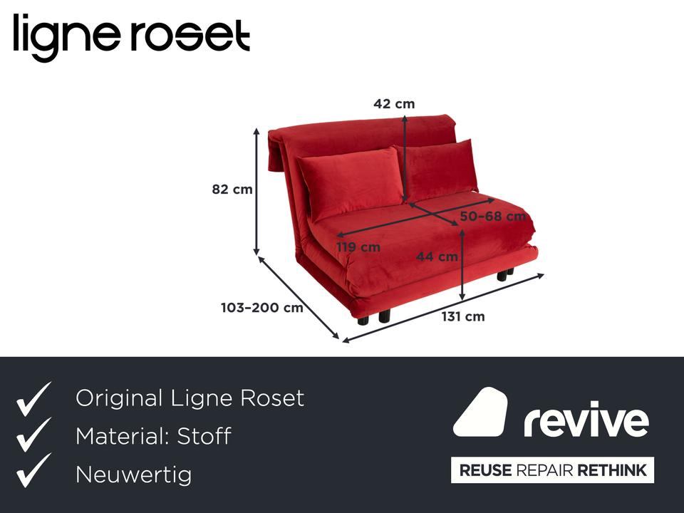 Ligne Roset Multy Stoff Rot manuelle Schlaffunktion Sofa Couch ✨ – Bild 2