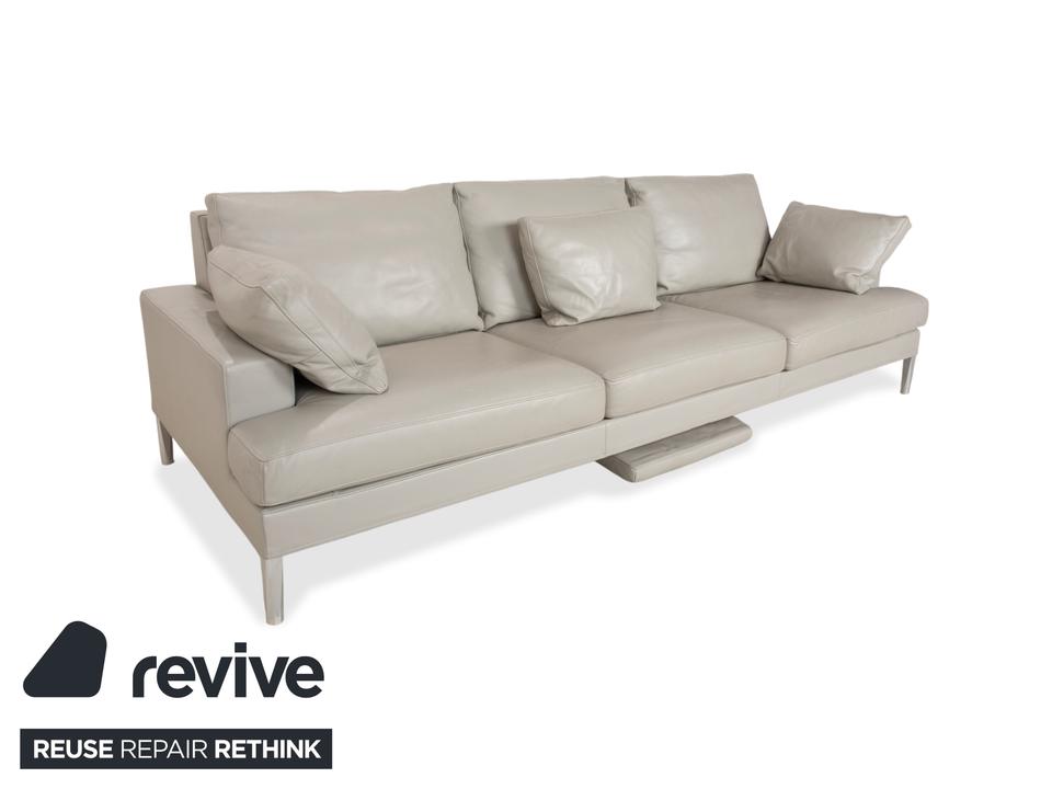 FSM Clarus Leder Dreisitzer Grau Kiesel Sofa Couch manuelle – Bild 3